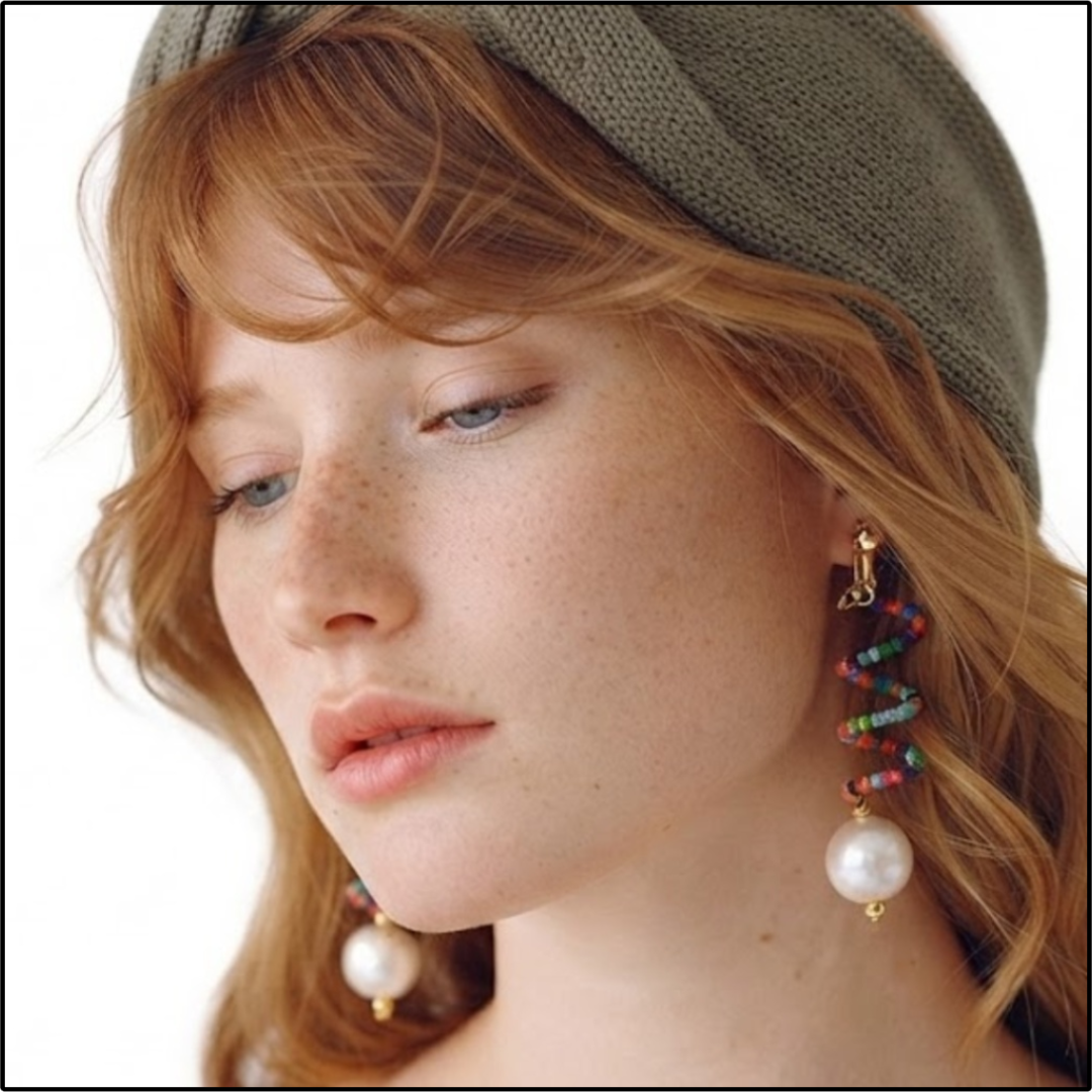 Rainbow Spiral Pearl Earrings