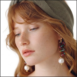 Rainbow Spiral Pearl Earrings