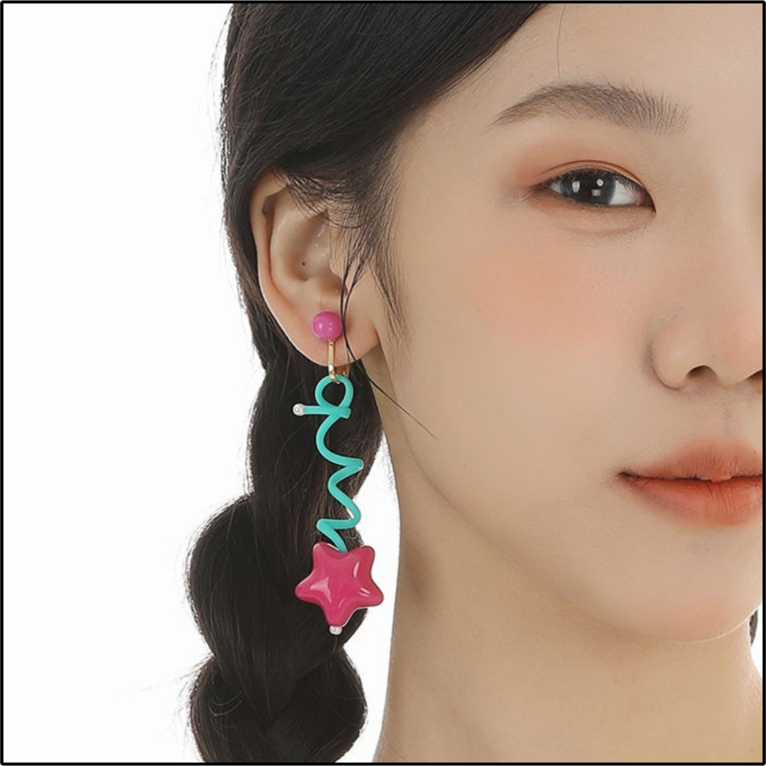 Mint Star Twirl Earrings