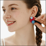 Pop Circle Drop Earrings - Ruby