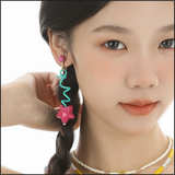 Mint Star Twirl Earrings