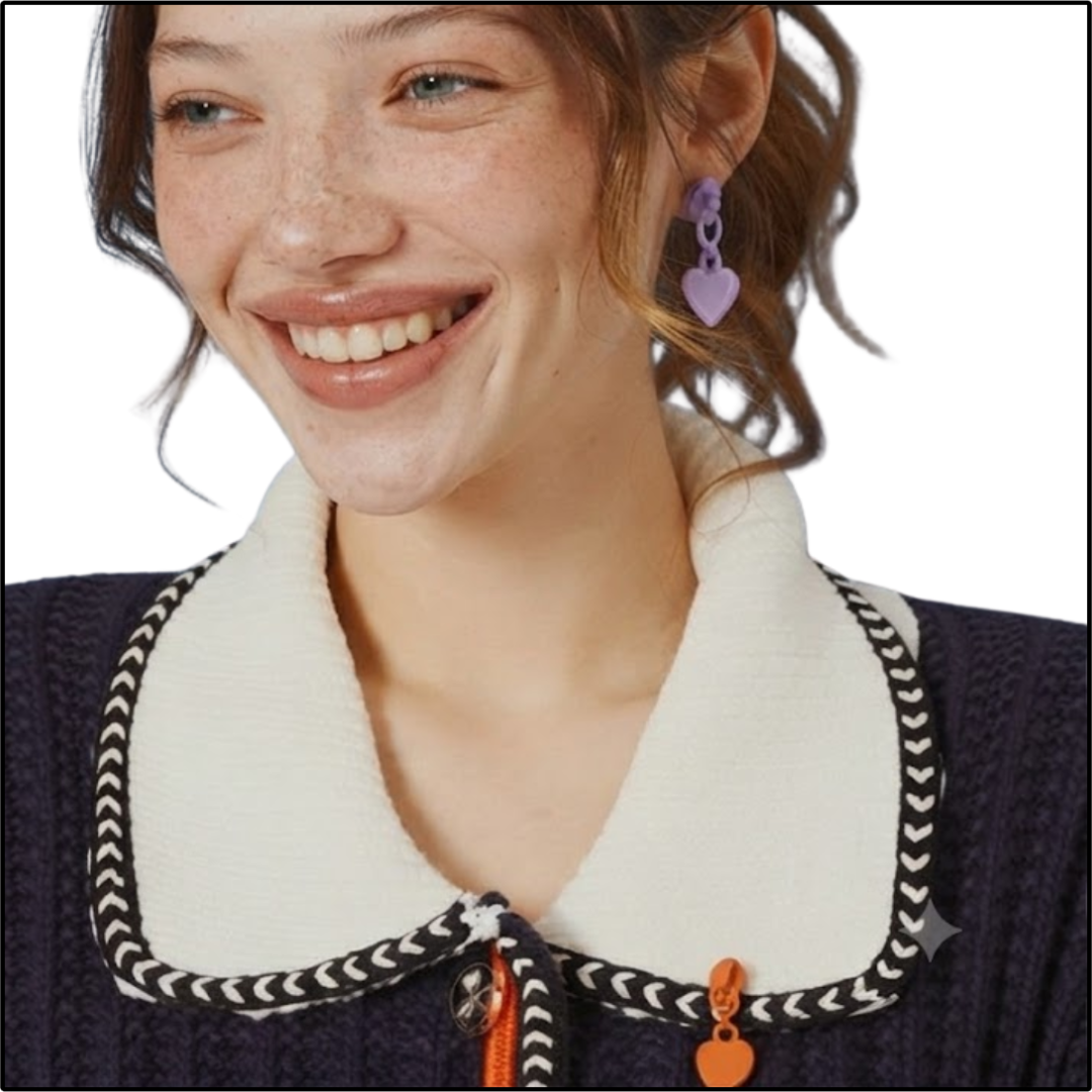 Tangerine Zip Heart Earrings