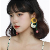 Sunflower Cat Earrings