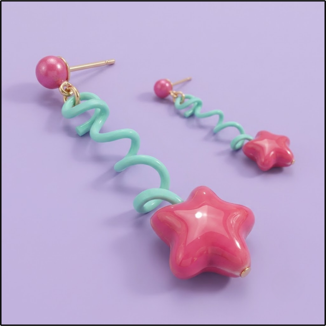 Mint Star Twirl Earrings