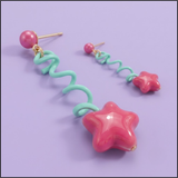 Mint Star Twirl Earrings