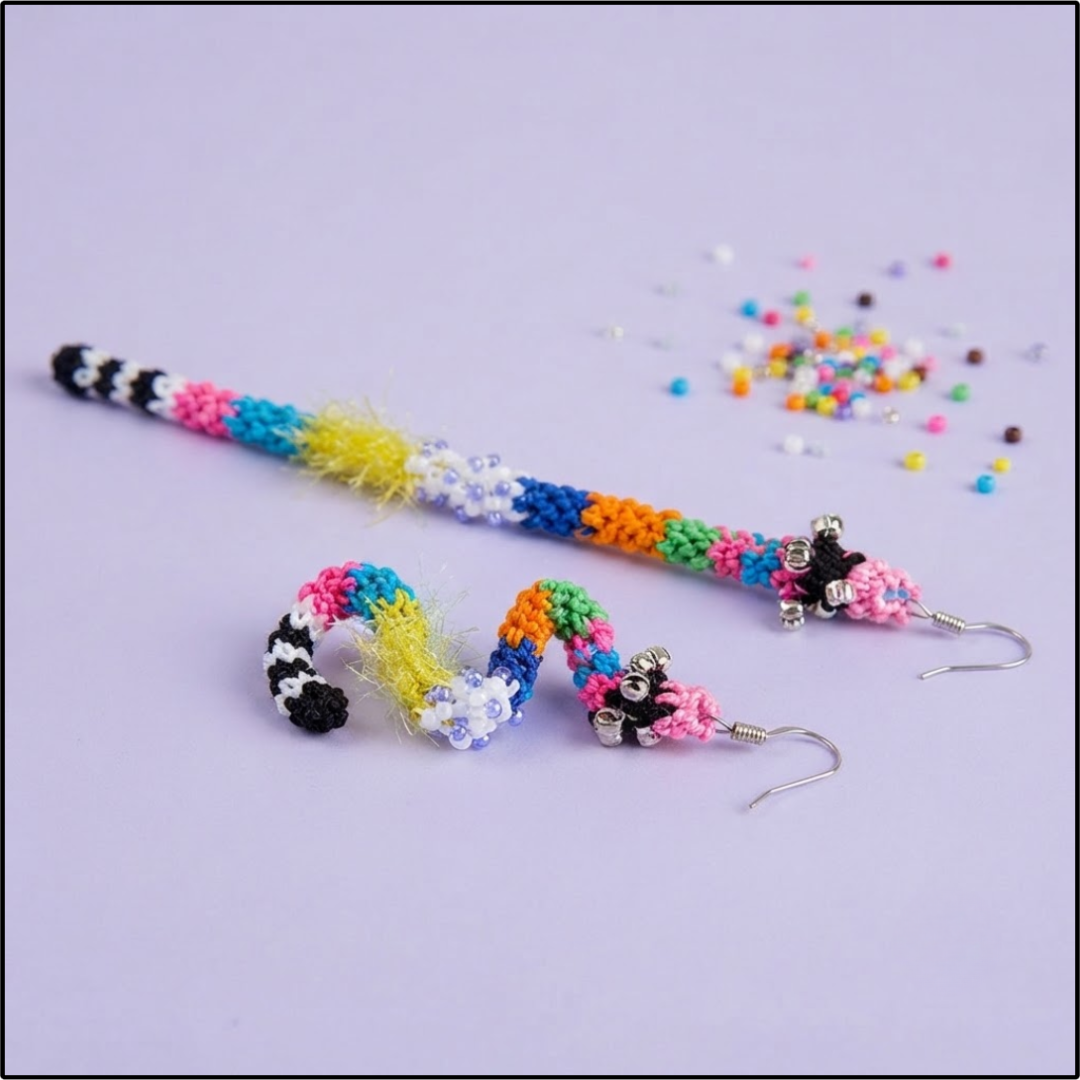 Rainbow Worm Earrings