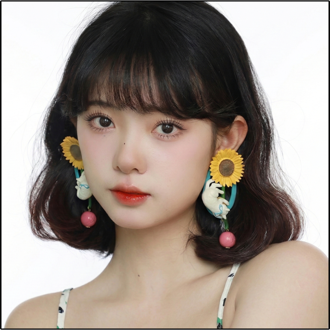 Sunflower Cat Earrings