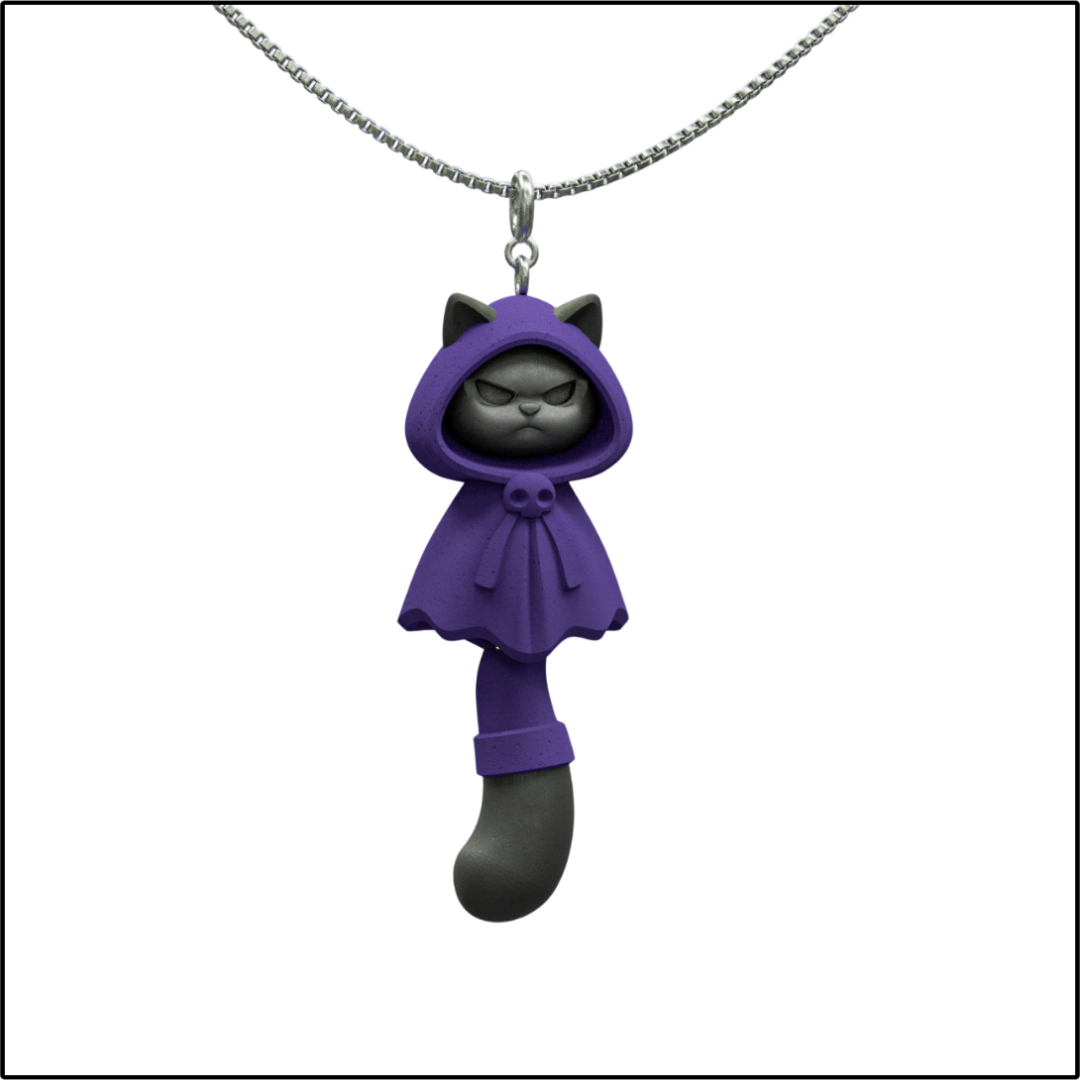 Grumpy Hood Cat Necklace
