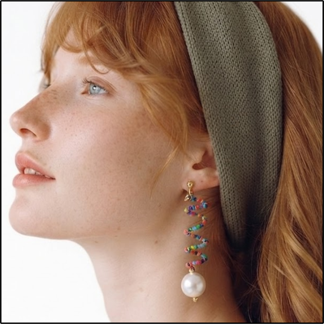 Rainbow Spiral Pearl Earrings
