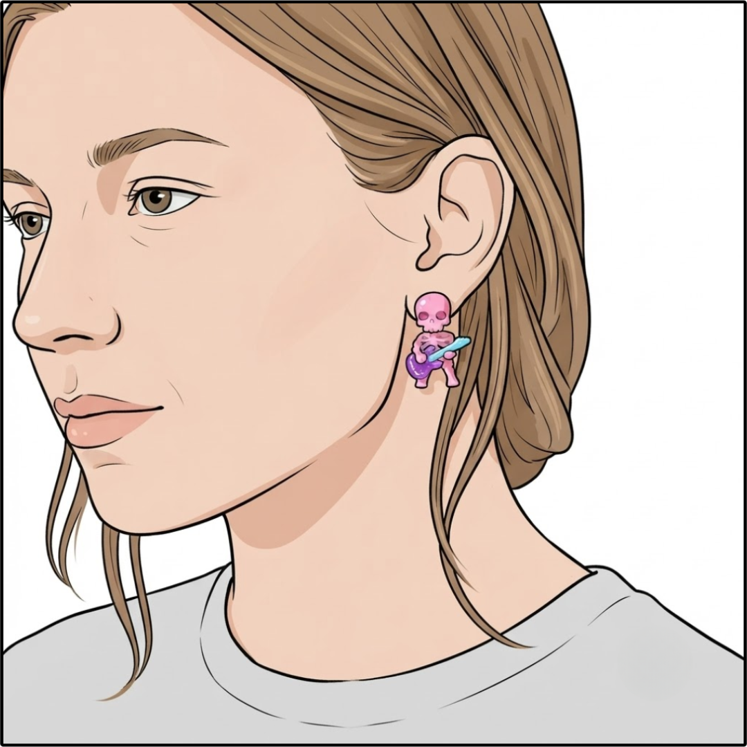 Rocker Bones Earring - White