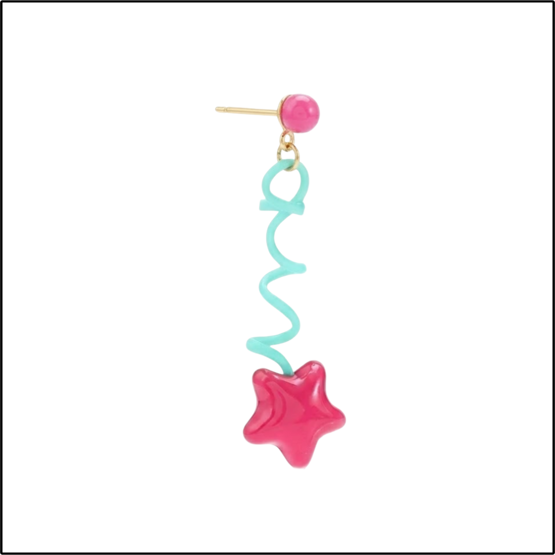 Mint Star Twirl Earrings