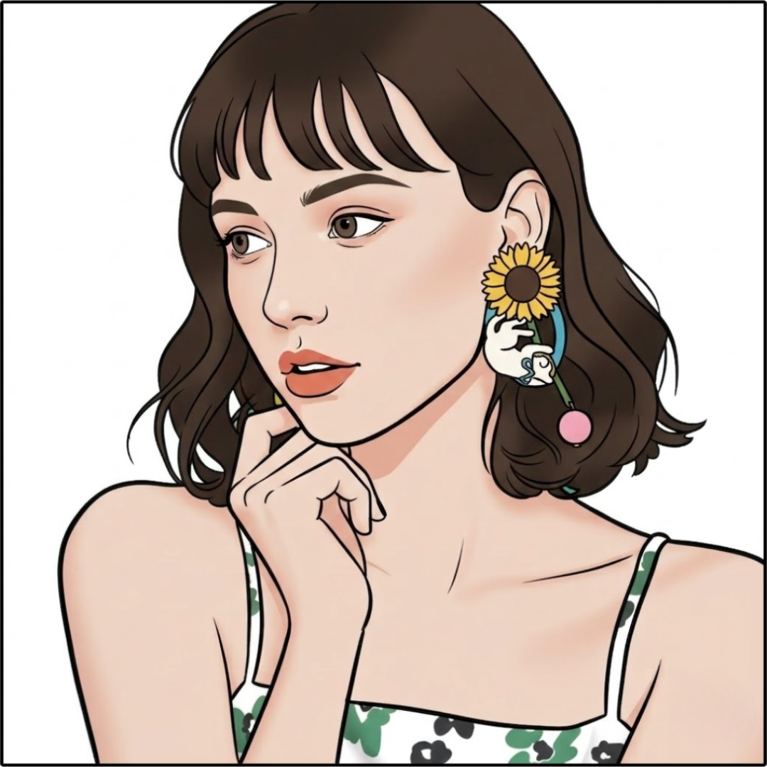 Sunflower Cat Earrings