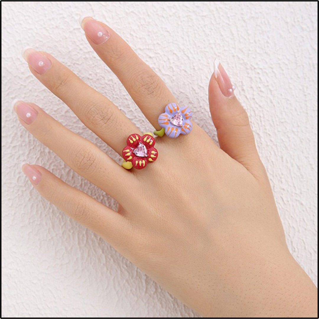 Electric Bloom Heart Ring