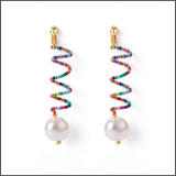 Rainbow Spiral Pearl Earrings