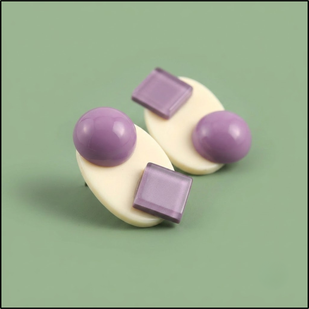 Pop Circle Drop Earrings - Lilac
