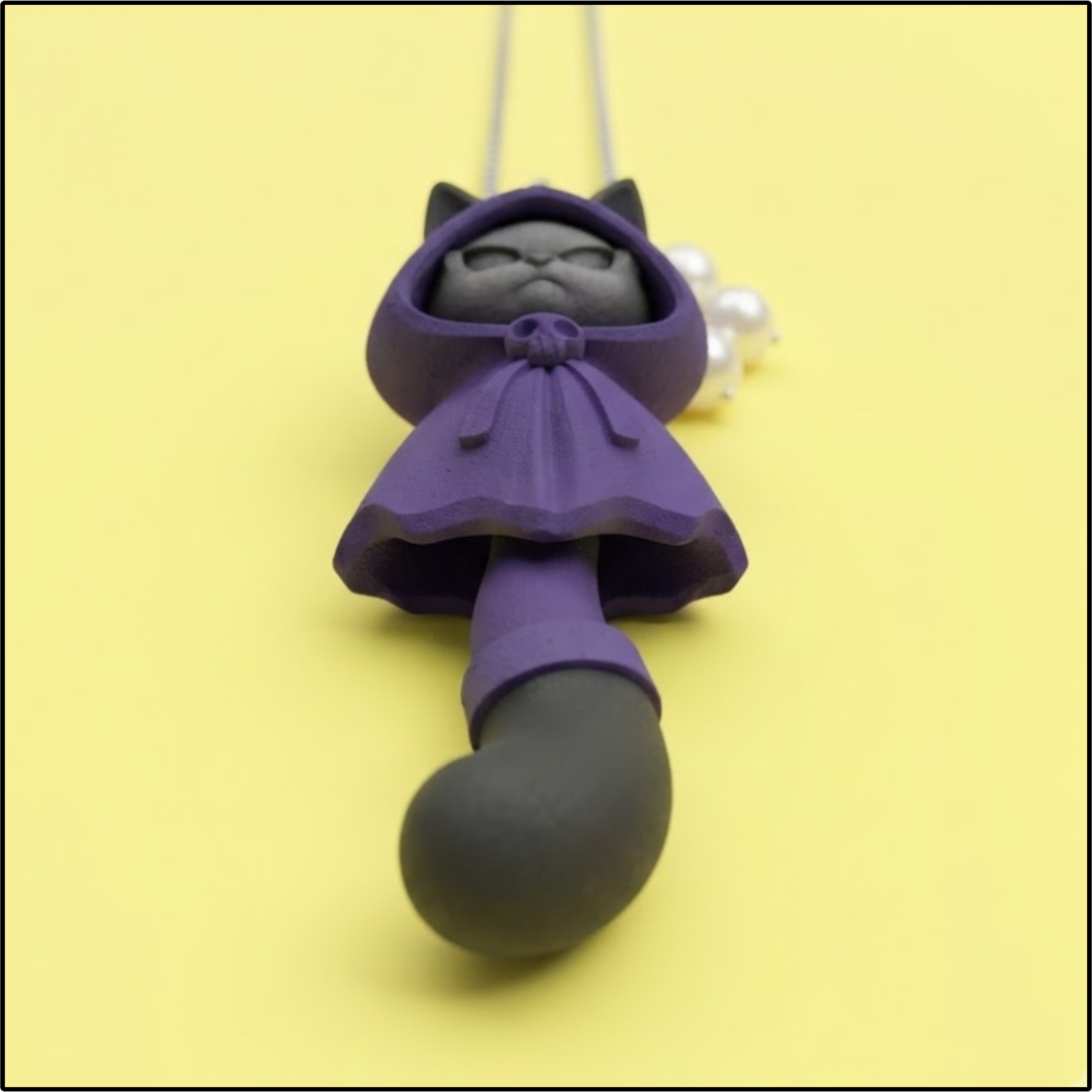 Grumpy Hood Cat Necklace