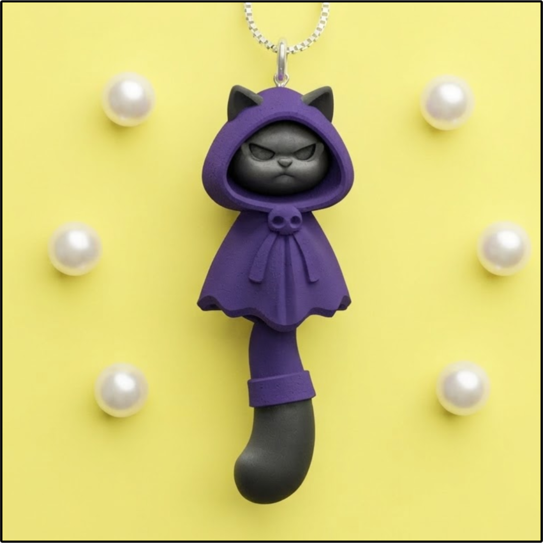 Grumpy Hood Cat Necklace