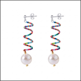 Rainbow Spiral Pearl Earrings