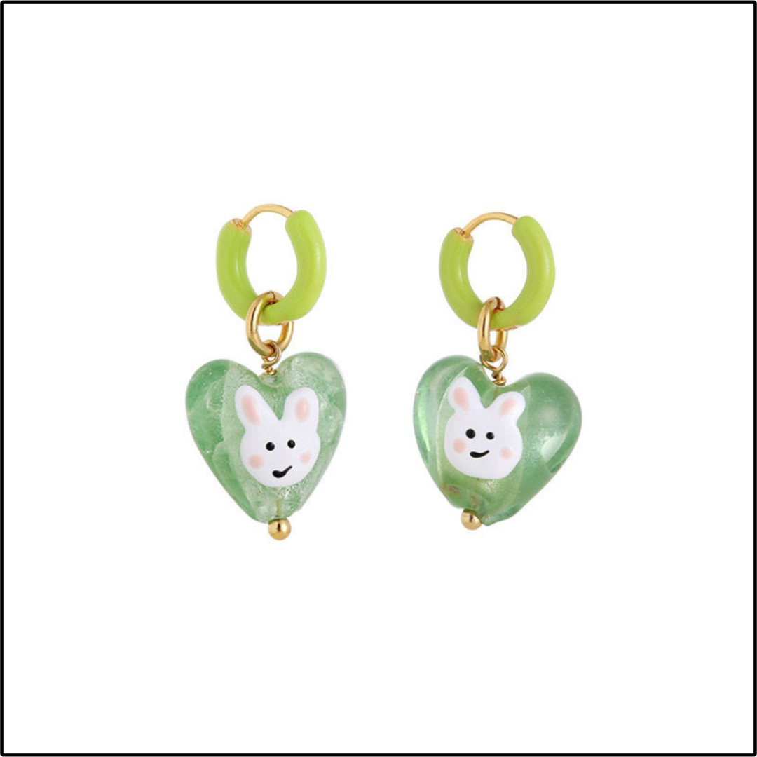 Honey Bunny Heart Earrings