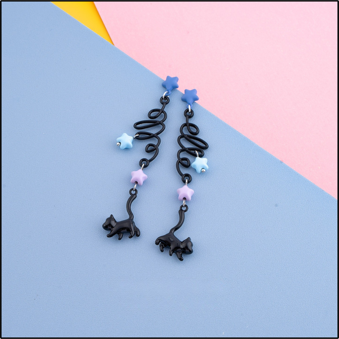 Midnight Stroll Cat Earrings