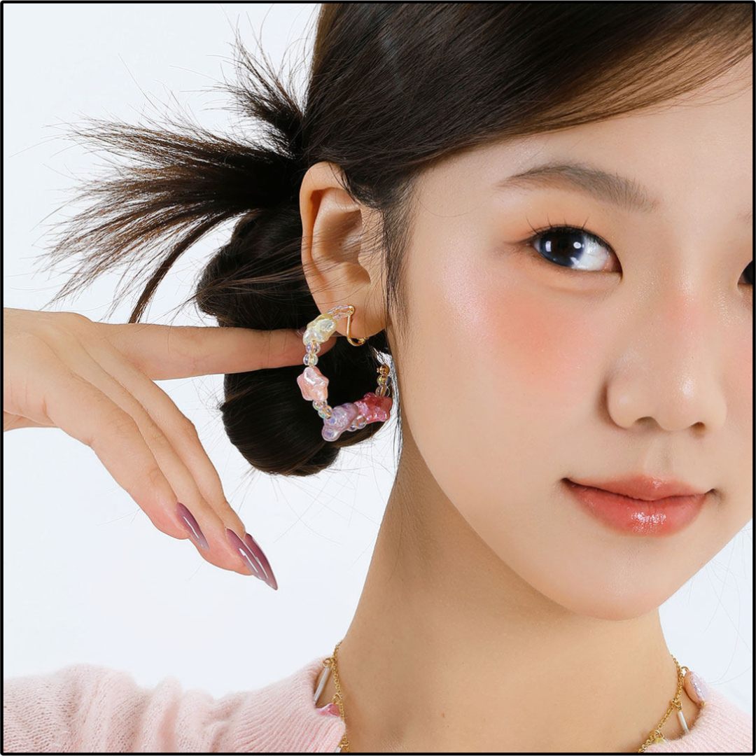 Pastel Star Hoop Earrings