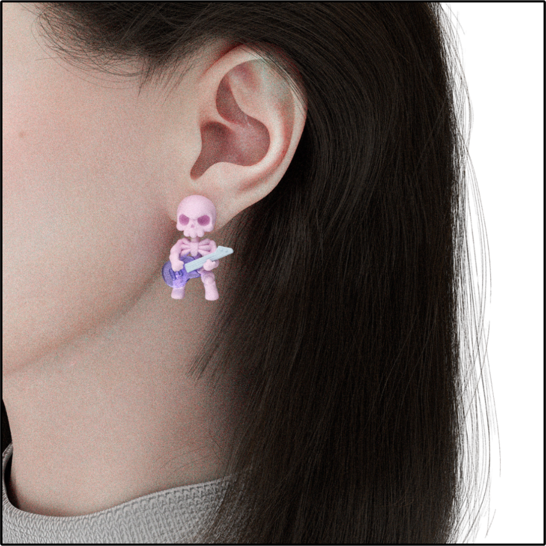 Rocker Bones Earring - Pink