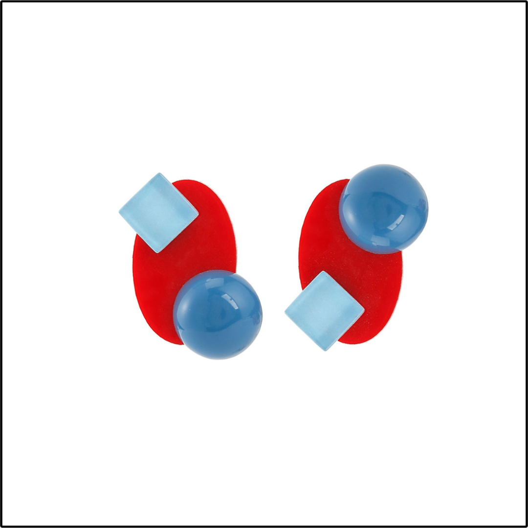 Pop Circle Drop Earrings - Ruby