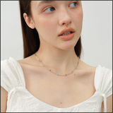 Rainbow Dot Silver Necklace