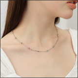 Rainbow Dot Silver Necklace