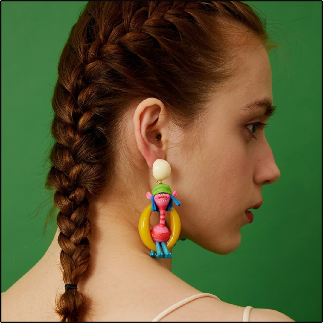 Purple Ring Troll Earrings