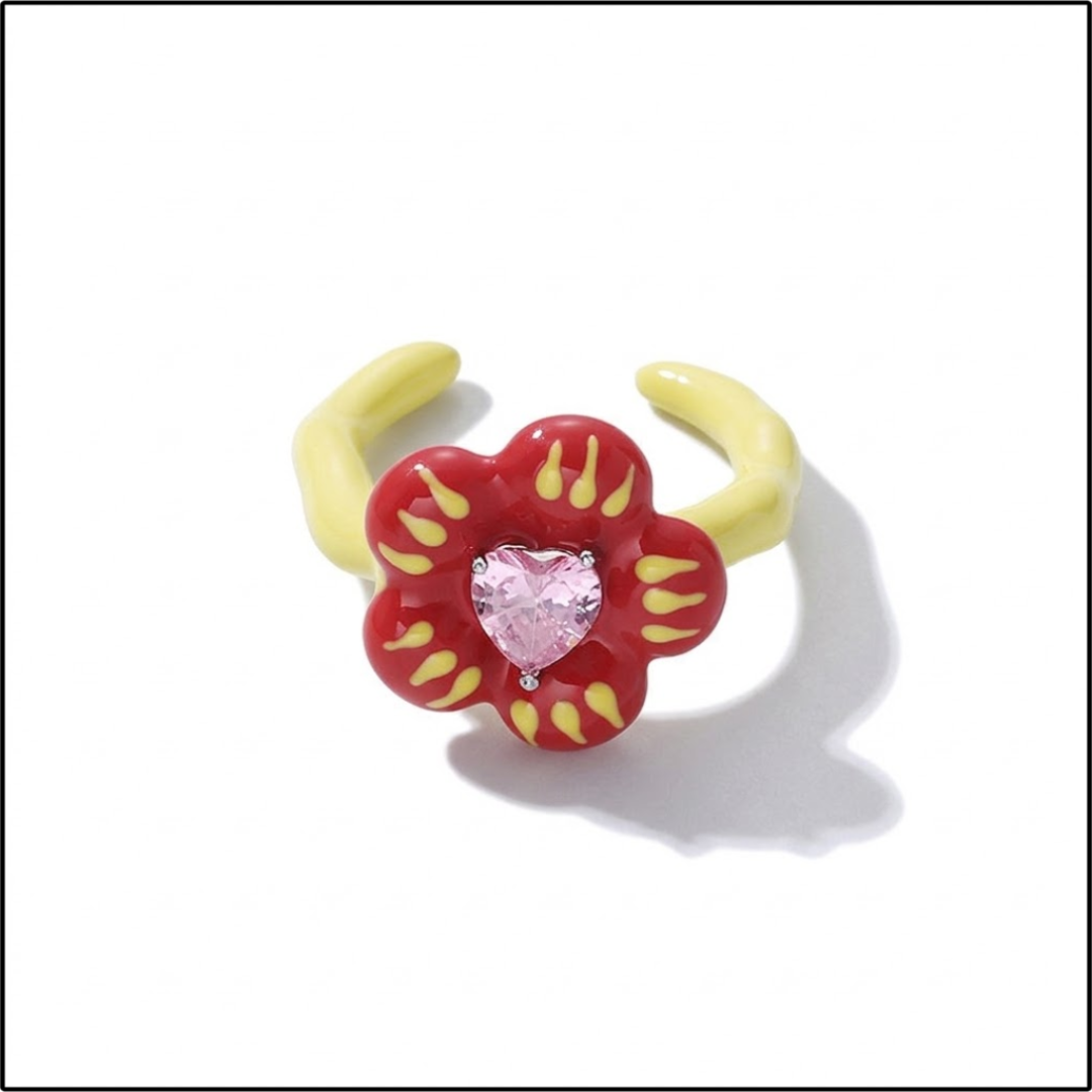 Electric Bloom Heart Ring