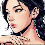 Mint Star Twirl Earrings