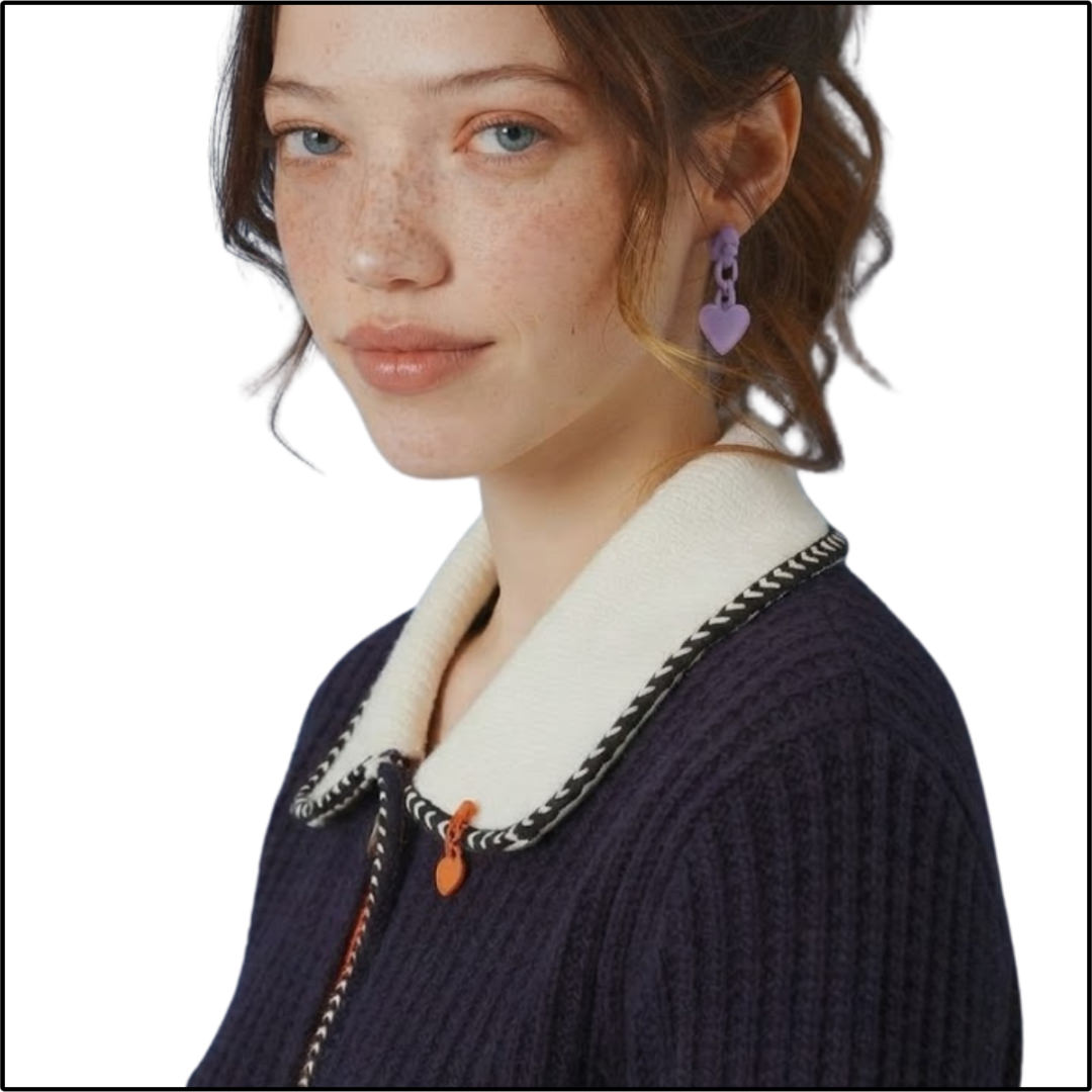 Lavender Zip Heart Earrings