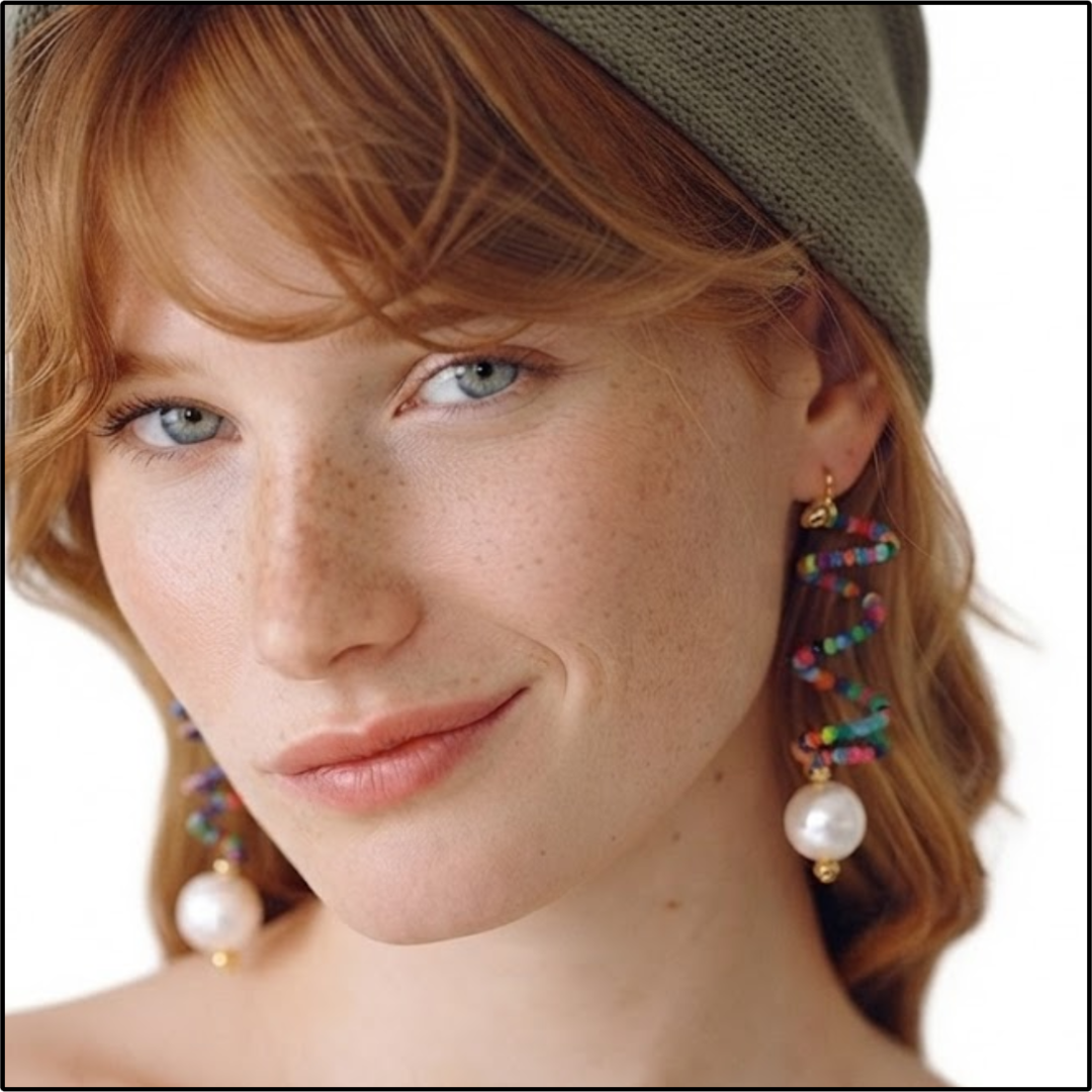 Rainbow Spiral Pearl Earrings