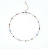 Rainbow Dot Silver Necklace
