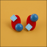Pop Circle Drop Earrings - Ruby