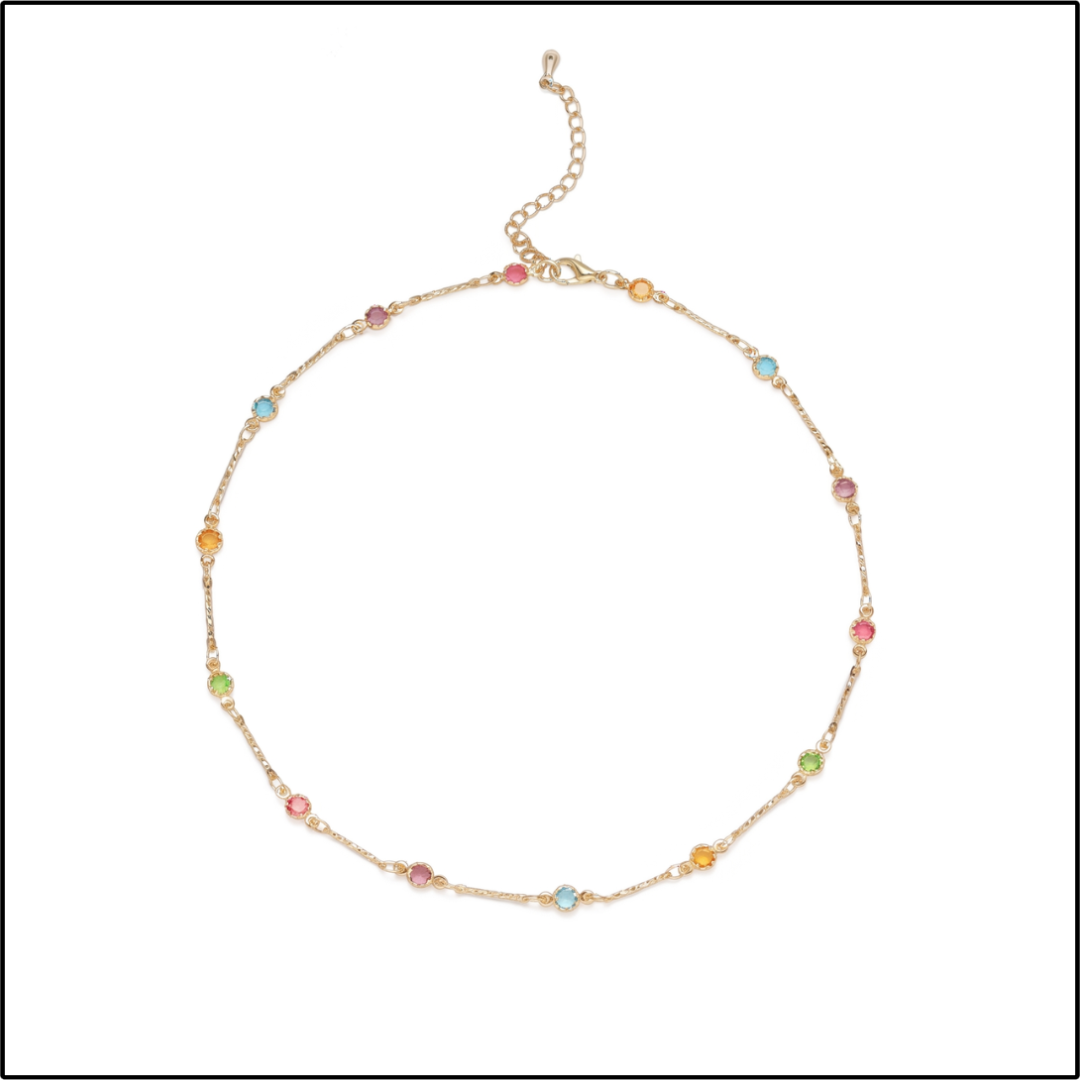 Rainbow Dot Gold Necklace